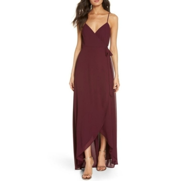 Show Me Your Mumu Merlot Mariah Wrap Bridesmaid Evening High Low Dress XL - Picture 1 of 12
